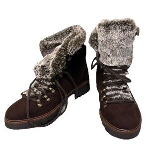 Esprit Faux Fur Winter Women’s Boots Size 7.5M Lace Up Brown Julia